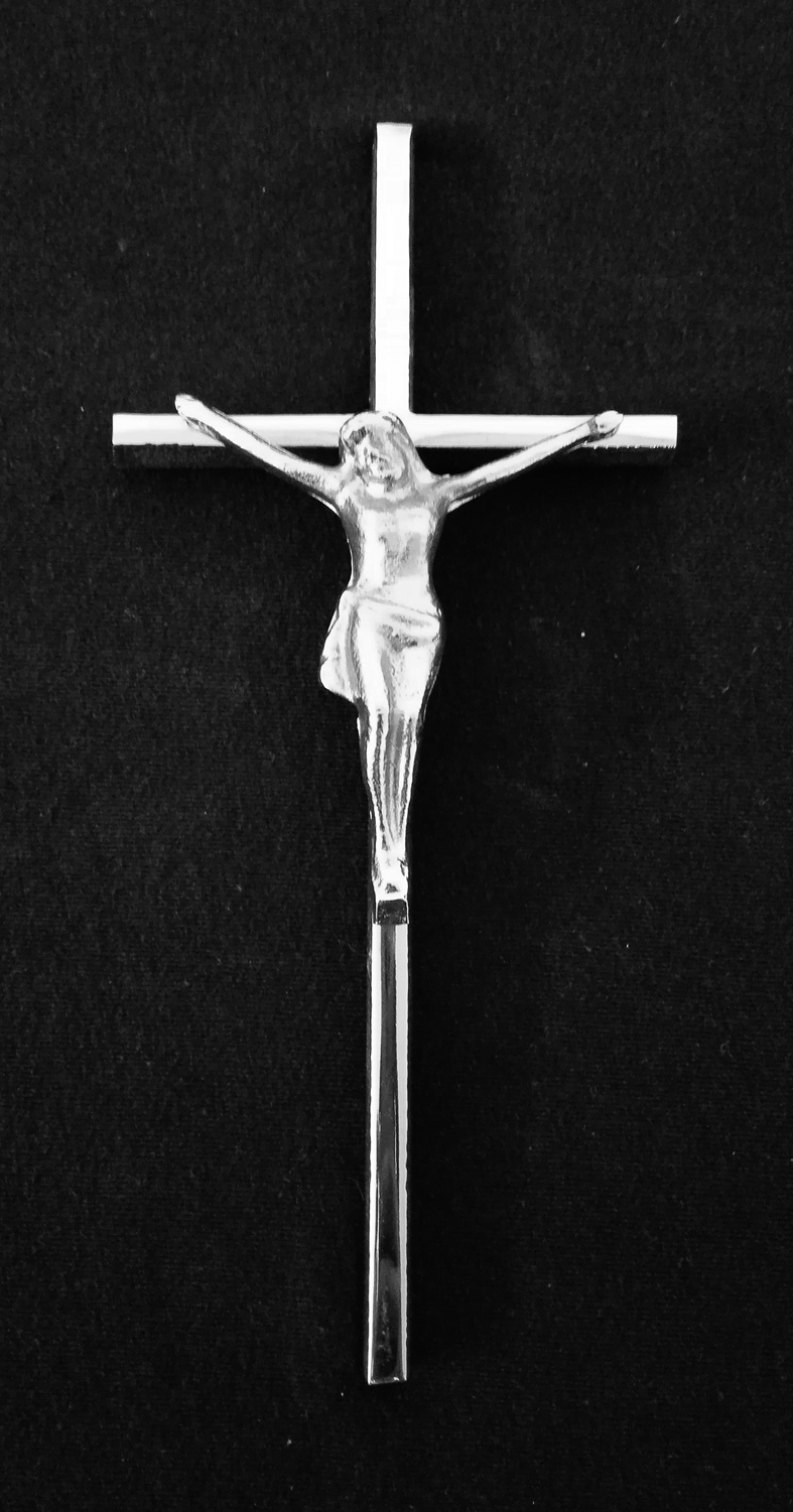 Cruz con cristo de bronce cromado