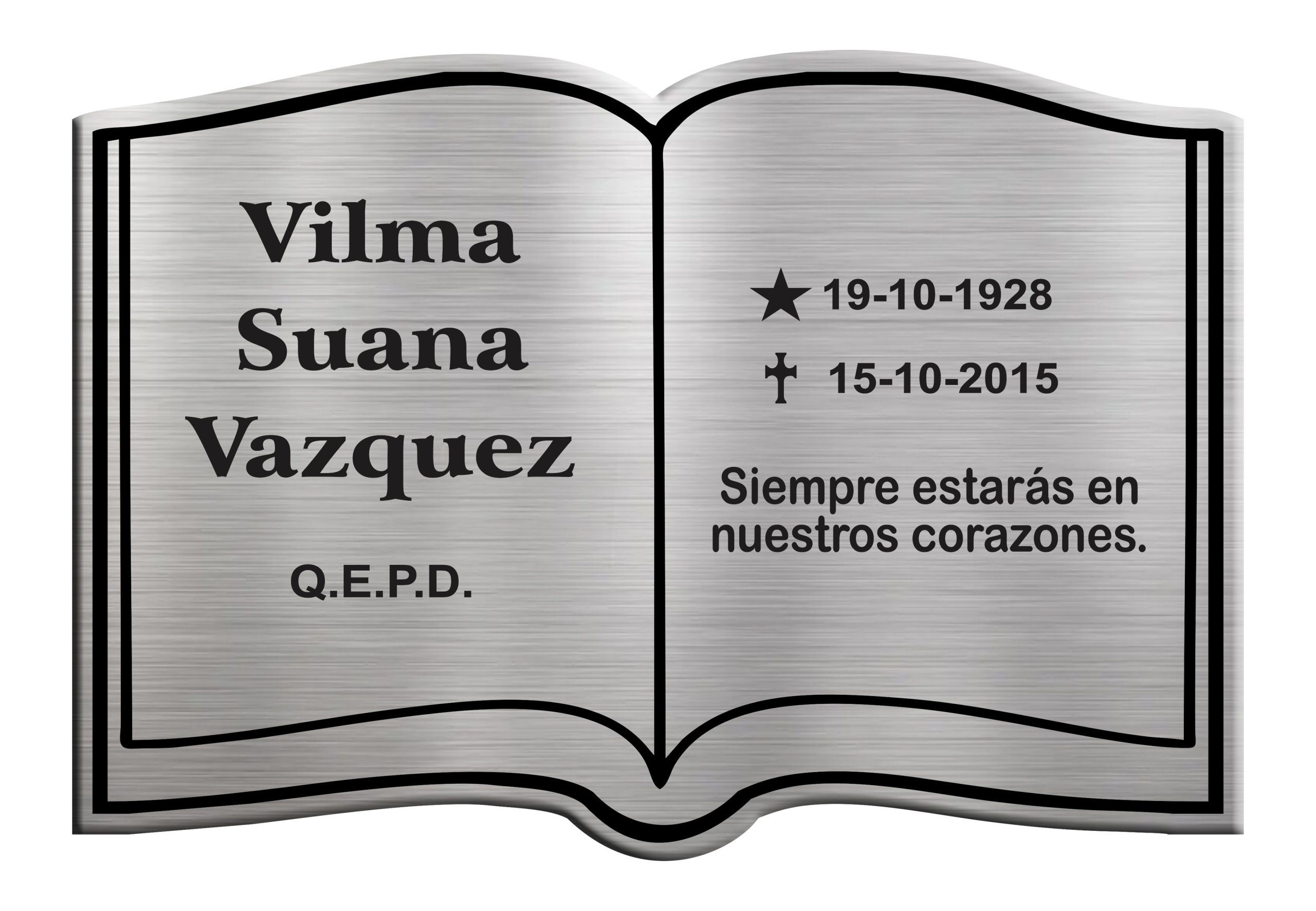 Libro Recto con foto y marco de bronce niquelado 6x9