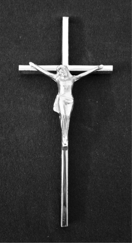 Cruz con cristo de bronce cromado - Medida: 12x30