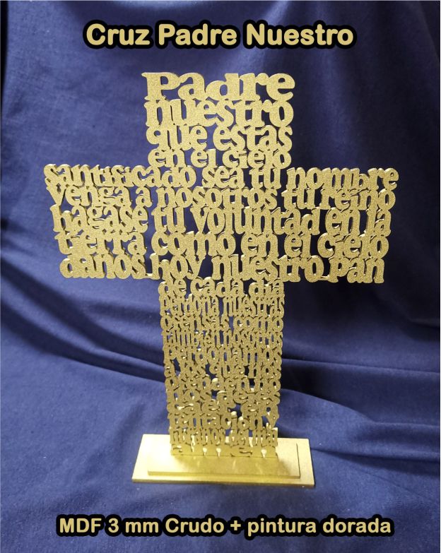 Cruz padre nuestro MDF 3mm pintada - Medida: 20x26